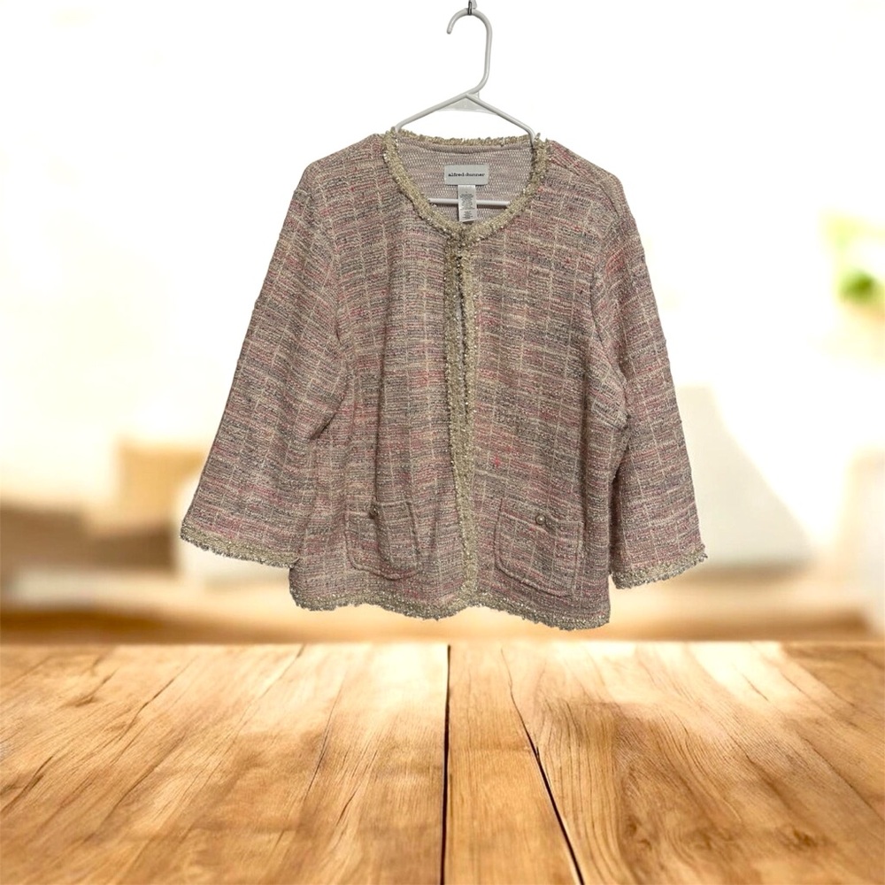 Pink and Cream Tweed Cardigan